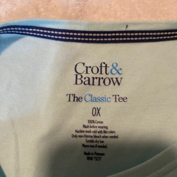 Croft & Barrow Classic Tee Women's 0X Short Sleeve Turquoise T-Shirt - Picture 3 of 4